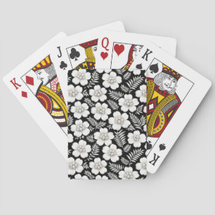 White Pearls in Flower Pattern Playing Cards