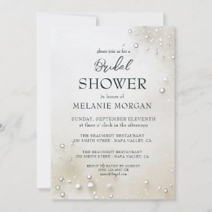 White Pearls Minimalist Bridal Shower Invitation