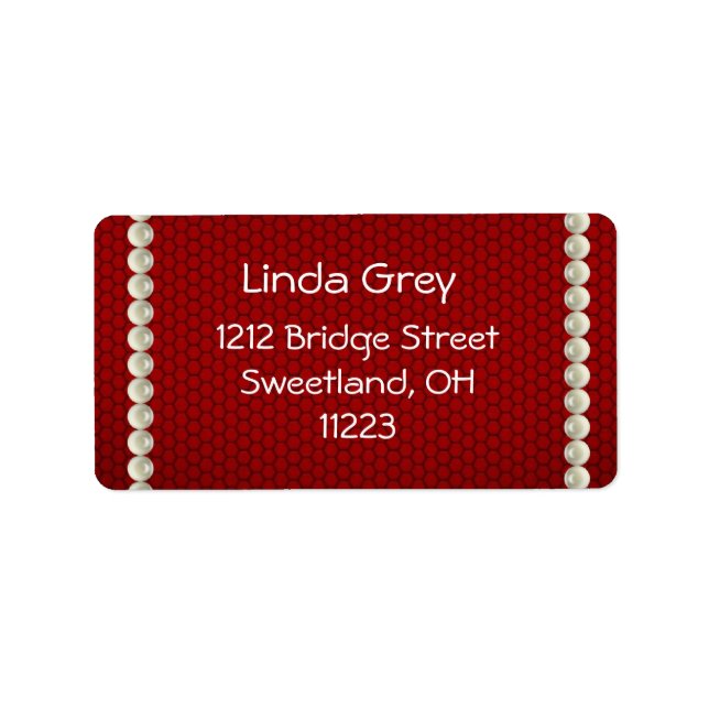 White Pearls Red Address Label (Front)