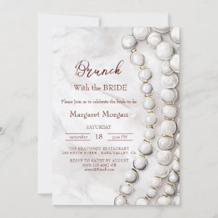 White Pearls Red Brunch with Bride Invitation