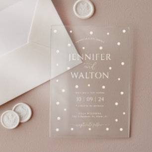 White Pearls Wedding Acrylic Invitation