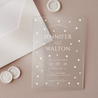 White Pearls Wedding Acrylic Invitation