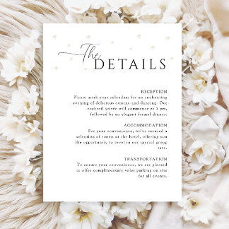 White Pearls Wedding Details Enclosure Card