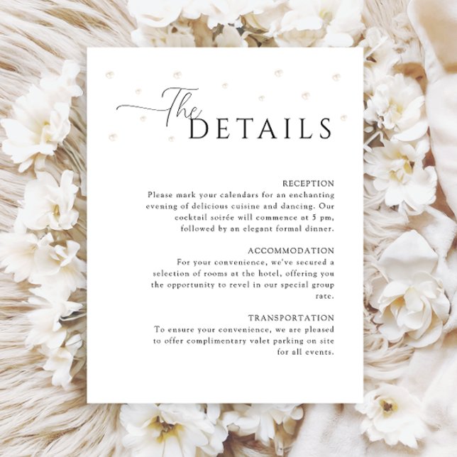 White Pearls Wedding Details Enclosure Card (Creator Uploaded)