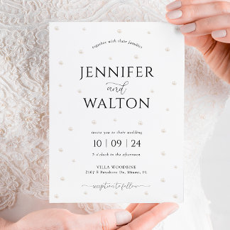 White Pearls Wedding Invitation