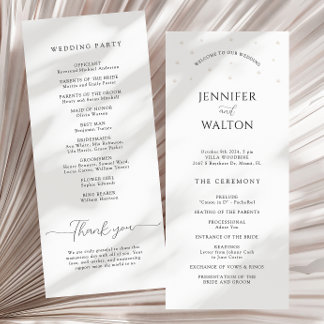 White Pearls Wedding Program Programme