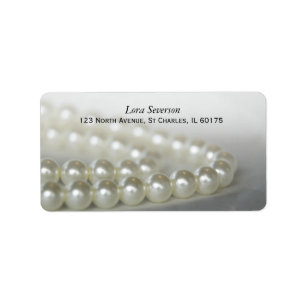 White Pearls Wedding Return Address Label