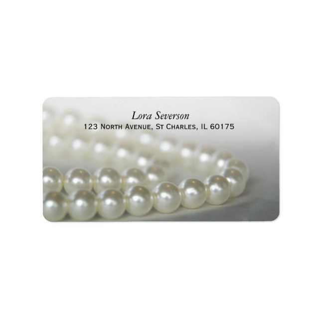 White Pearls Wedding Return Address Label (Front)