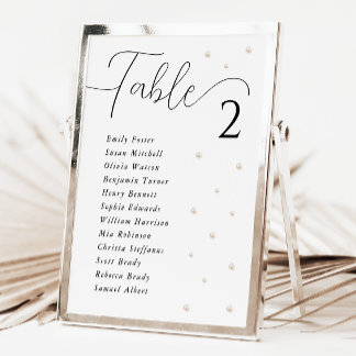White Pearls Wedding Seating Chart Card 7x5