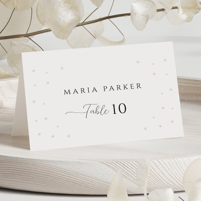 White Pearls Wedding Table Card (Creator Uploaded)