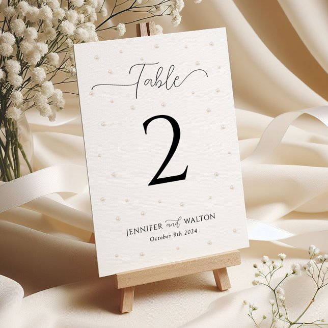 White Pearls Wedding Table Number (Creator Uploaded)