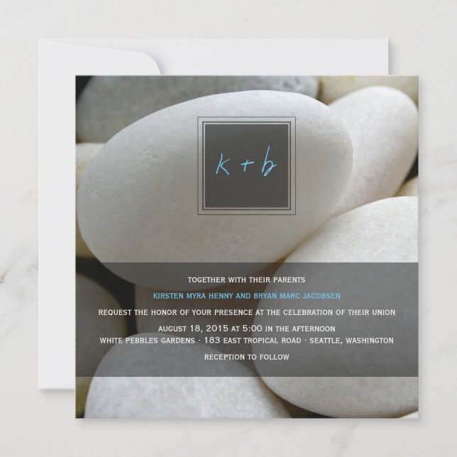 White Pebbles Rock Nature Photo Wedding Invite (Front)