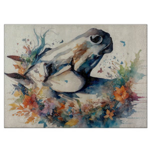 White Peeking Horse Cutting Board