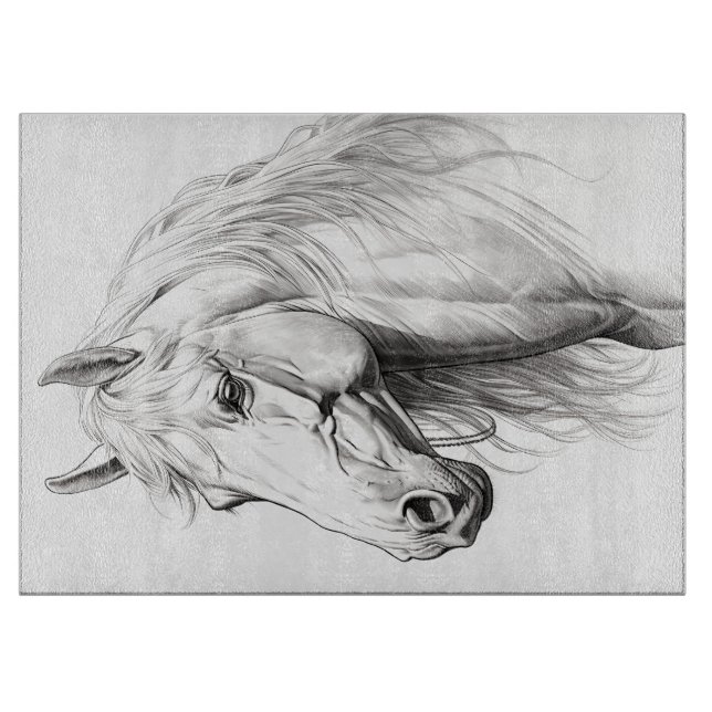 White Peeking Horse Cutting Board (Front)