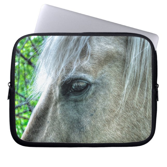 White Pegasus Horse's Eye Animal-lover Photo Laptop Sleeve (Front)