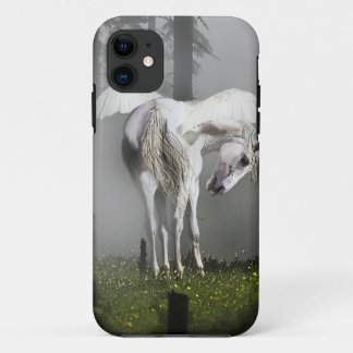 White Pegasus & Misty Forest Fantasy Art iPhone 11 Case
