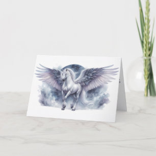 White Pegasus Moonlit Wings Celestial Dream Card
