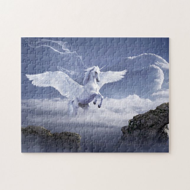 White Pegasus Unicorn Jigsaw Puzzle (Horizontal)