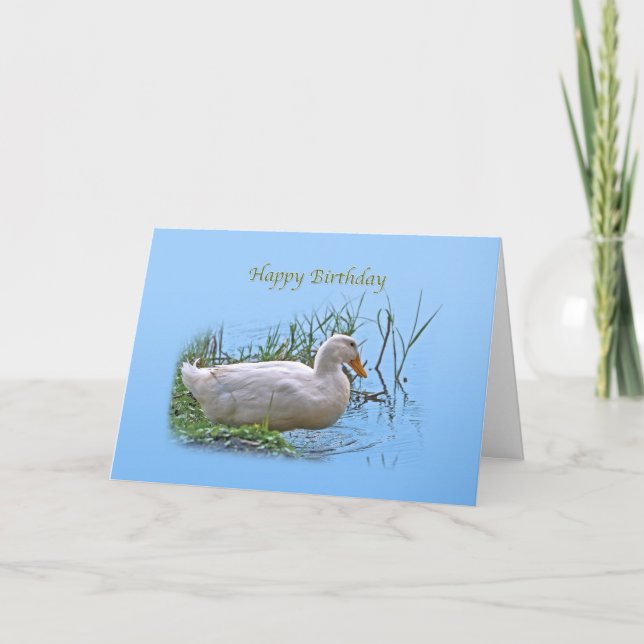 White Pekin Duck Birthday Card (Front)