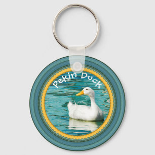 White Pekin Duck  - Nature Photography Urban Lake Key Ring