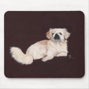White Pekingese Dog Mouse Mat