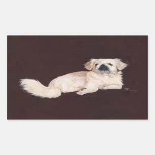 White Pekingese Dog Rectangular Sticker