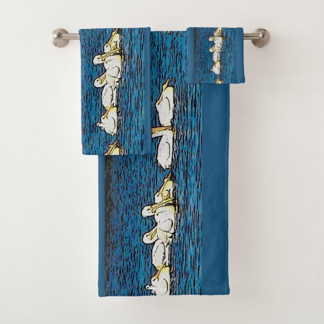 White Pelican Birds Wildlife Animal Bath Towel Set (Insitu)