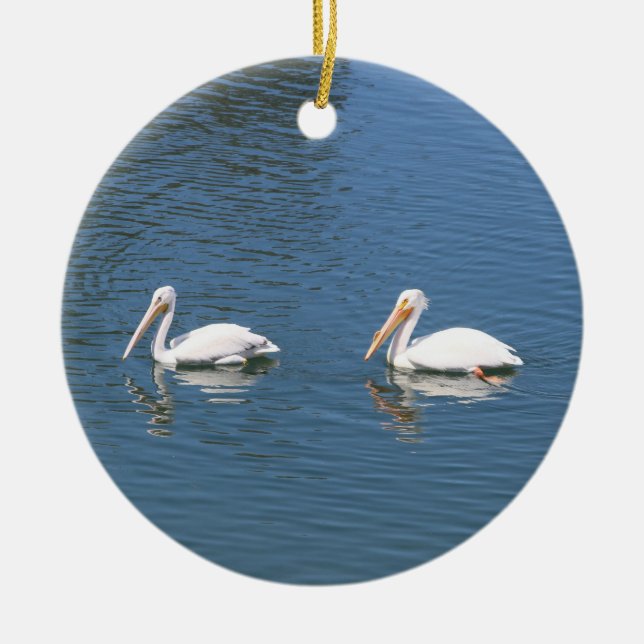 white pelican couple ornament (Front)