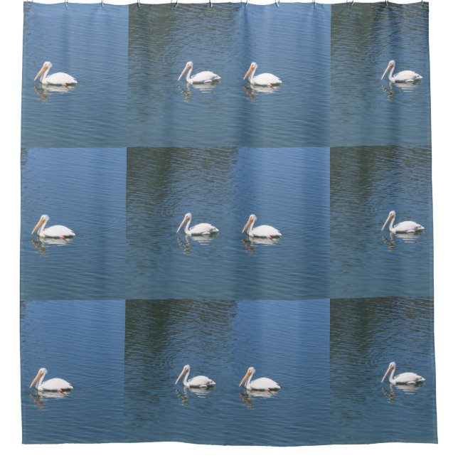 white pelican couples shower curtain (Front)