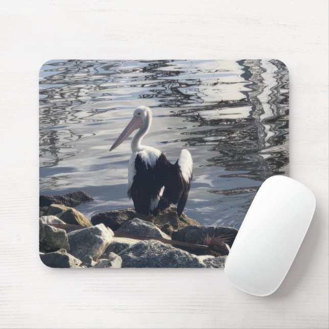 White Pelican Mouse Mat (With Mouse)