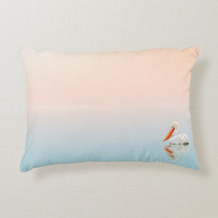 WHITE PELICAN ON BODY OF WATER DECORATIVE CUSHION