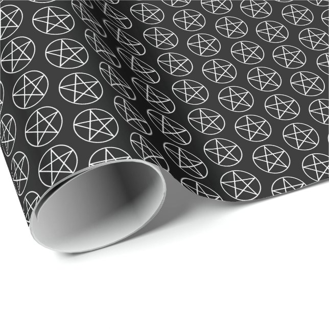 White Pentagram on Black Wrapping Paper (Roll Corner)