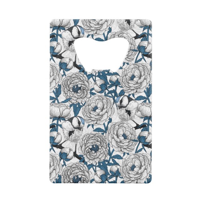 White peonies and blue tit birds (Front)