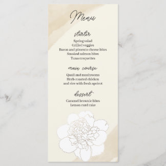 White Peonies Blossoms Wedding Menu
