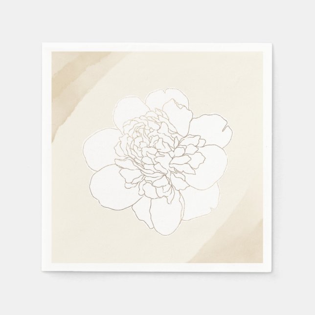 White Peonies Blossoms Wedding Napkin (Front)