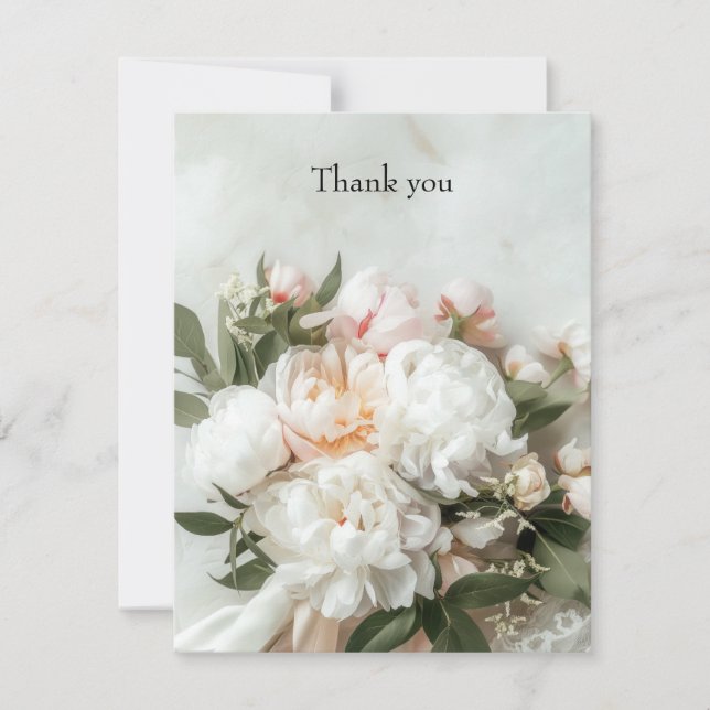 White peonies bouquet with lace	 thank you card (Front)