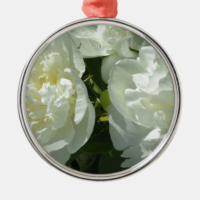 White Peonies Metal Tree Decoration (Front)
