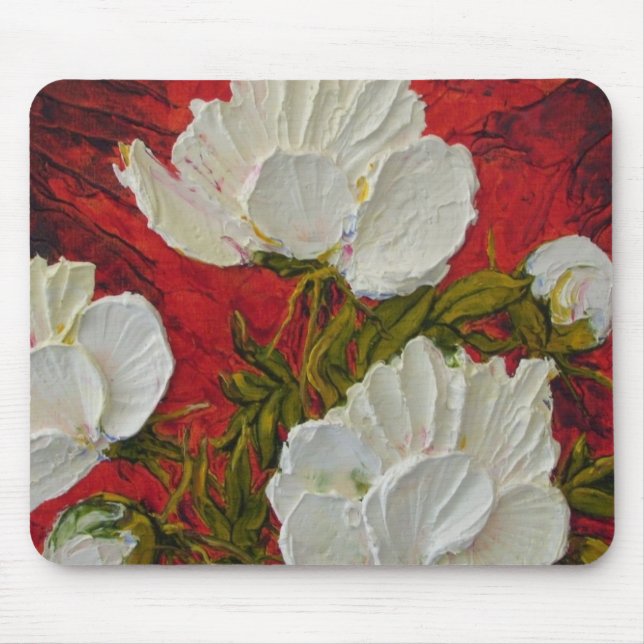 White Peonies Mousepad (Front)
