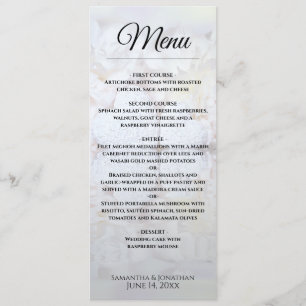 White Peonies & Reflecting Hearts Elegant Wedding Menu