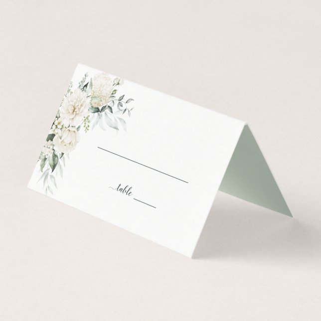 White Peonies, Roses, and Eucalyptus Floral Place (Front)