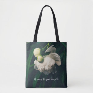 White peonies tote bag