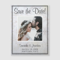White Peonies Wedding Save the Date Magnetic Card