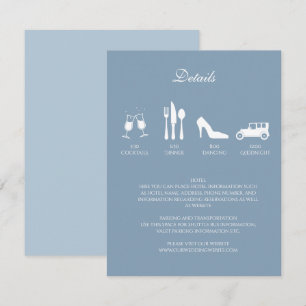 White Peonies with Baby Blue DETAILS Invitation