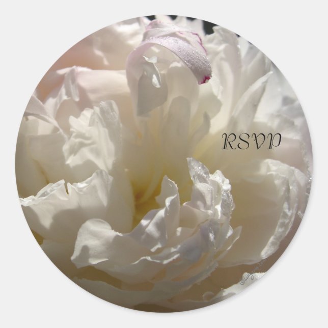White Peony 2 RSVP Wedding Invitation Seals (Front)