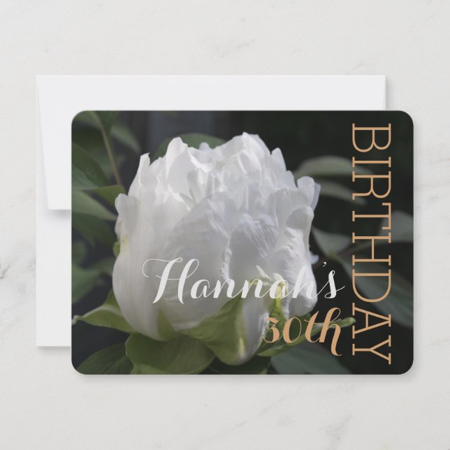White Peony 30th Birthday Party Invitation (Front)