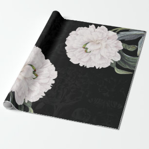white peony black lace wrapping paper