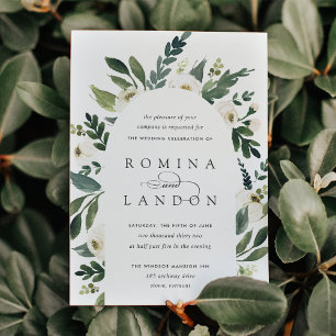 White Peony   Floral Arch Wedding Invitation