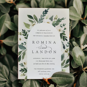 White Peony   Floral Arch Wedding Invitation