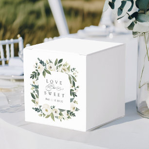 White Peony   Floral "Love is Sweet" Wedding Favour Box