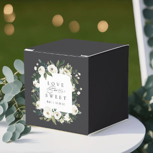 White Peony   Floral "Love is Sweet" Wedding Favour Box